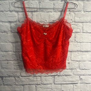 Free People Intimately Women's red Lacy Essential Cami Size X-Large Coquette